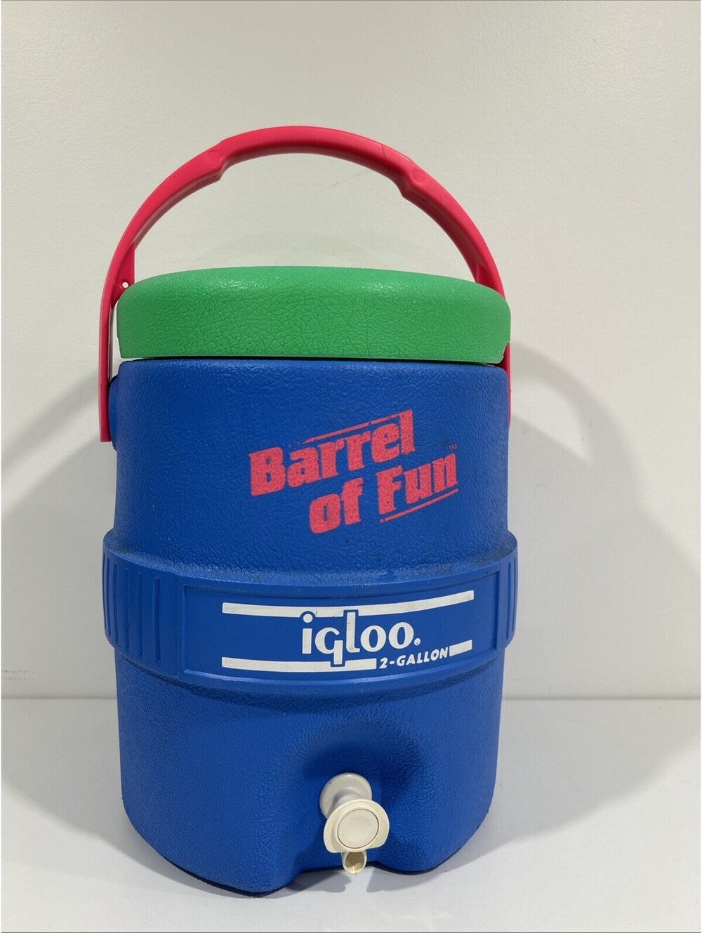 Vintage Igloo Bucket of Fun Water Cooler Jug 1989 2 Gallon Retro Summer Fun